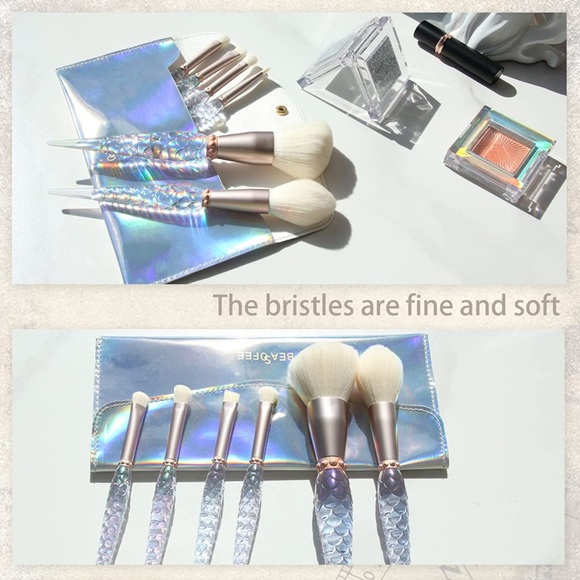 Sephora Other - Iridescent Crystal 6pc Makeup Brush Set & Matching Holographic Cosmetic Case NEW